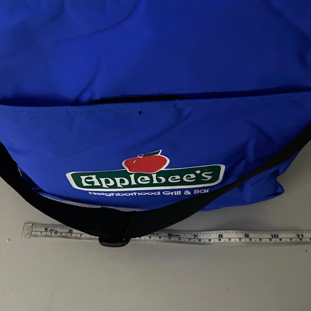 Vintage 90s Applebee’s Koozie Cooler Bag Blue Restaurant Promo Memorabilia
